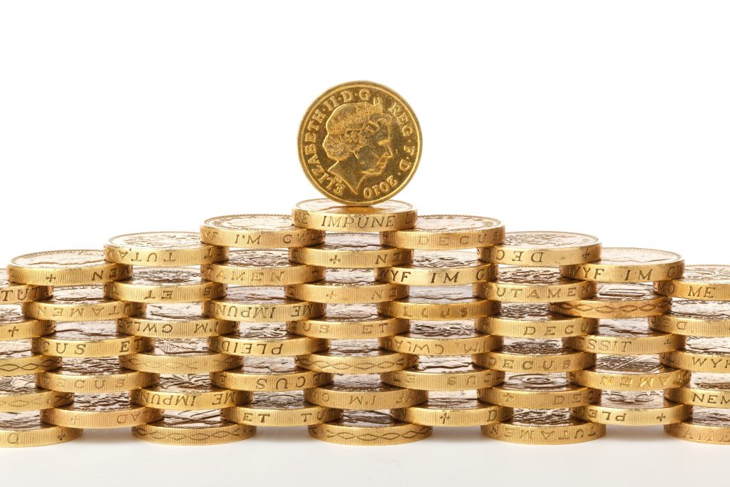 Stacked Pound coins